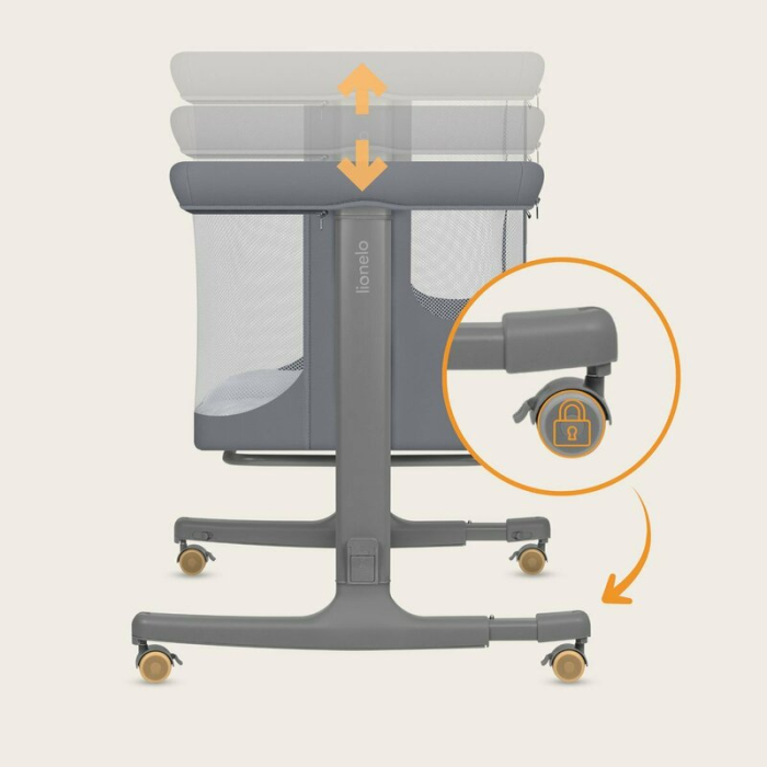 Patut co-sleeper, Lionelo, Aurora, 3 in 1, Cu leganare si setare unghiulara, Saltea cu densitate T25 si geanta [17]