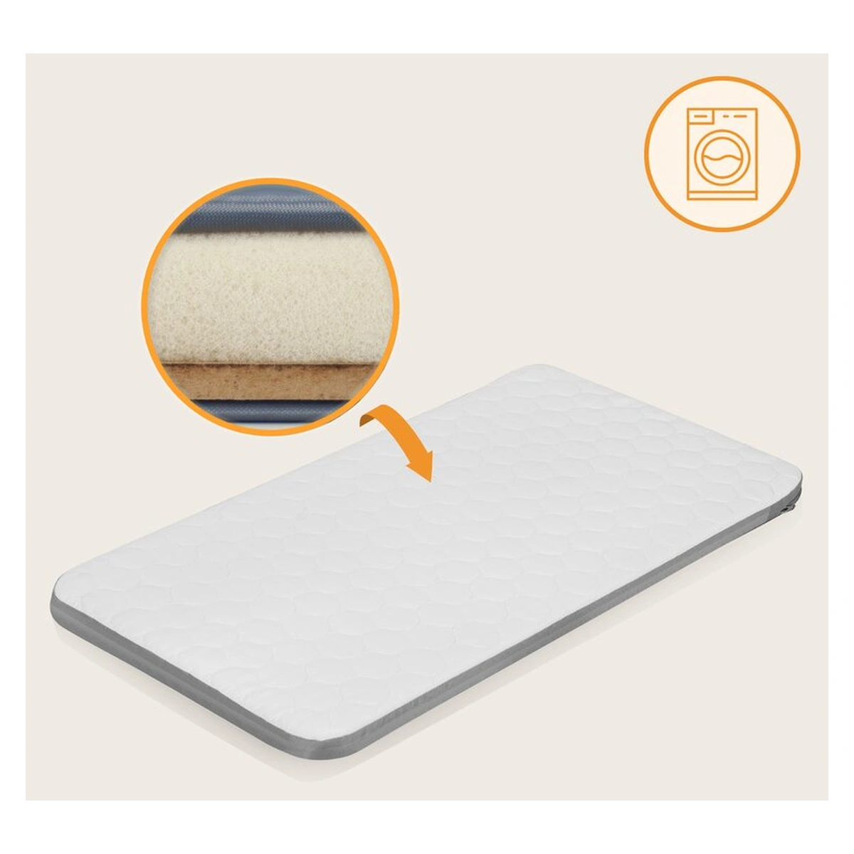 Patut co-sleeper, Lionelo, Aurora, 3 in 1, functie leganare, Include saltea si geanta transport, 5 pozitii pe inaltime, Pana la 9 kg, Beige Sand [24]