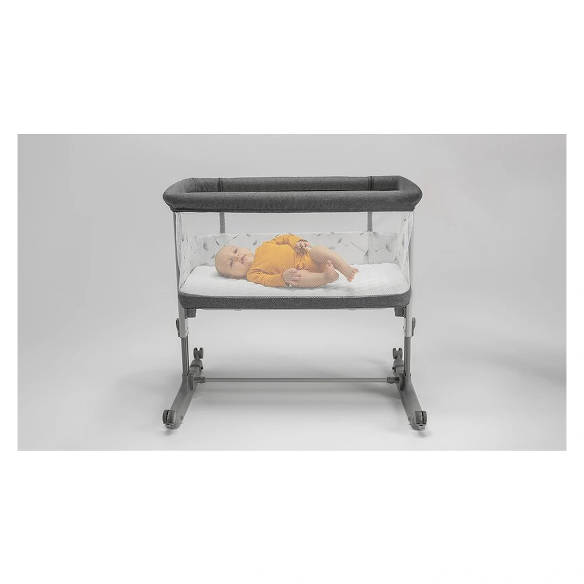 Patut co-sleeper, Lionelo, Aurora, 3 in 1, functie leganare, Include saltea si geanta transport, 5 pozitii pe inaltime, Pana la 9 kg, Grey Concrete [36]