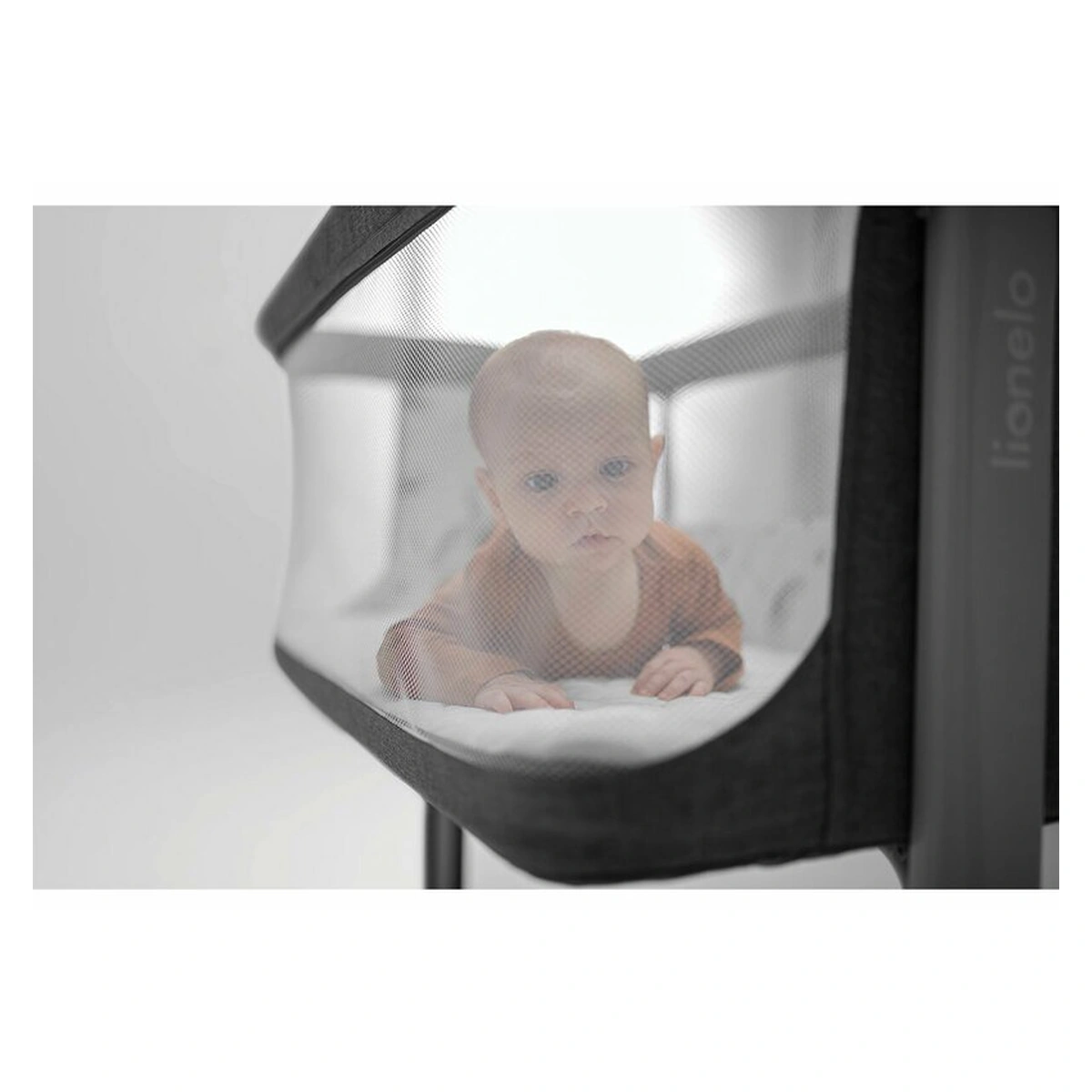 Patut co-sleeper, Lionelo, Aurora, 3 in 1, functie leganare, Include saltea si geanta transport, 5 pozitii pe inaltime, Pana la 9 kg, Grey Concrete [34]