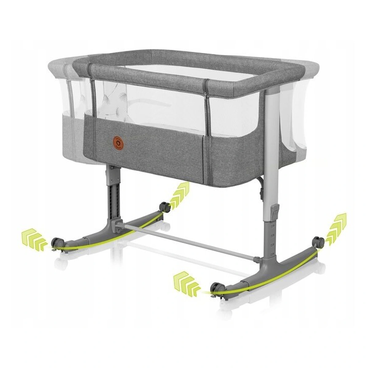 Patut co-sleeper, Lionelo, Aurora, 3 in 1, functie leganare, Include saltea si geanta transport, 5 pozitii pe inaltime, Pana la 9 kg, Grey Concrete [28]