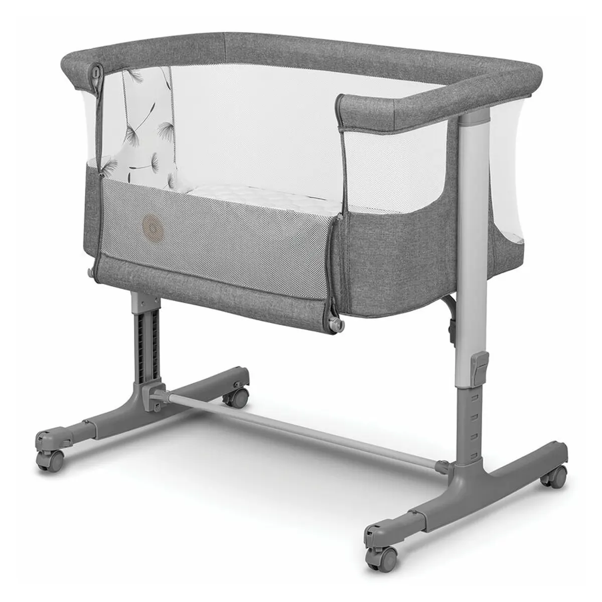 Patut co-sleeper, Lionelo, Aurora, 3 in 1, functie leganare, Include saltea si geanta transport, 5 pozitii pe inaltime, Pana la 9 kg, Grey Concrete [7]