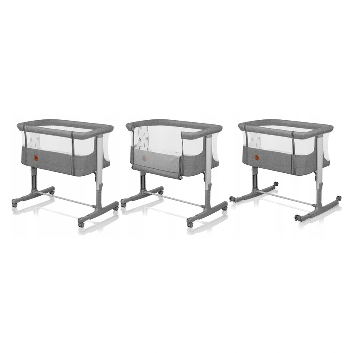 Patut co-sleeper, Lionelo, Aurora, 3 in 1, functie leganare, Include saltea si geanta transport, 5 pozitii pe inaltime, Pana la 9 kg, Grey Concrete [26]