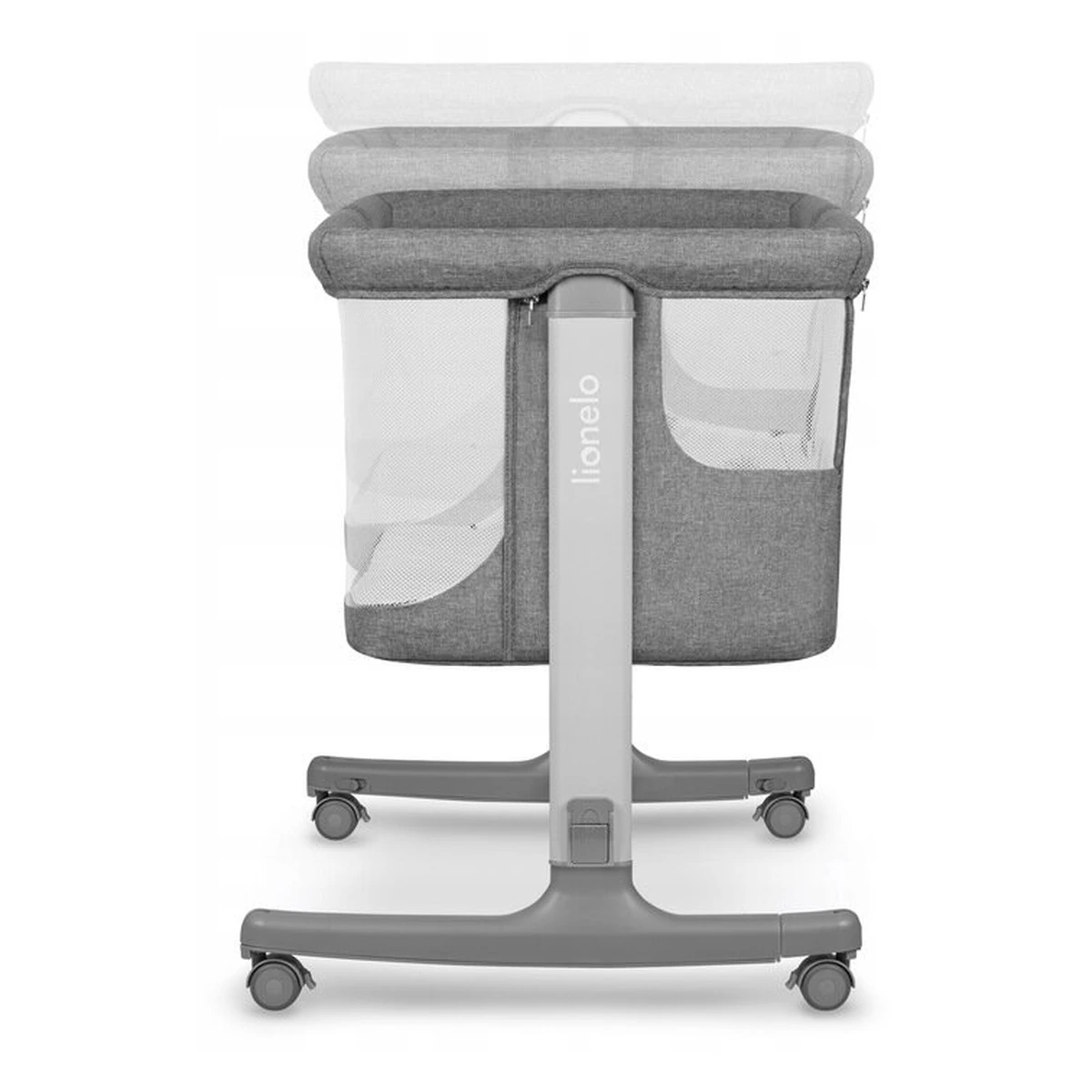 Patut co-sleeper, Lionelo, Aurora, 3 in 1, functie leganare, Include saltea si geanta transport, 5 pozitii pe inaltime, Pana la 9 kg, Grey Concrete [27]
