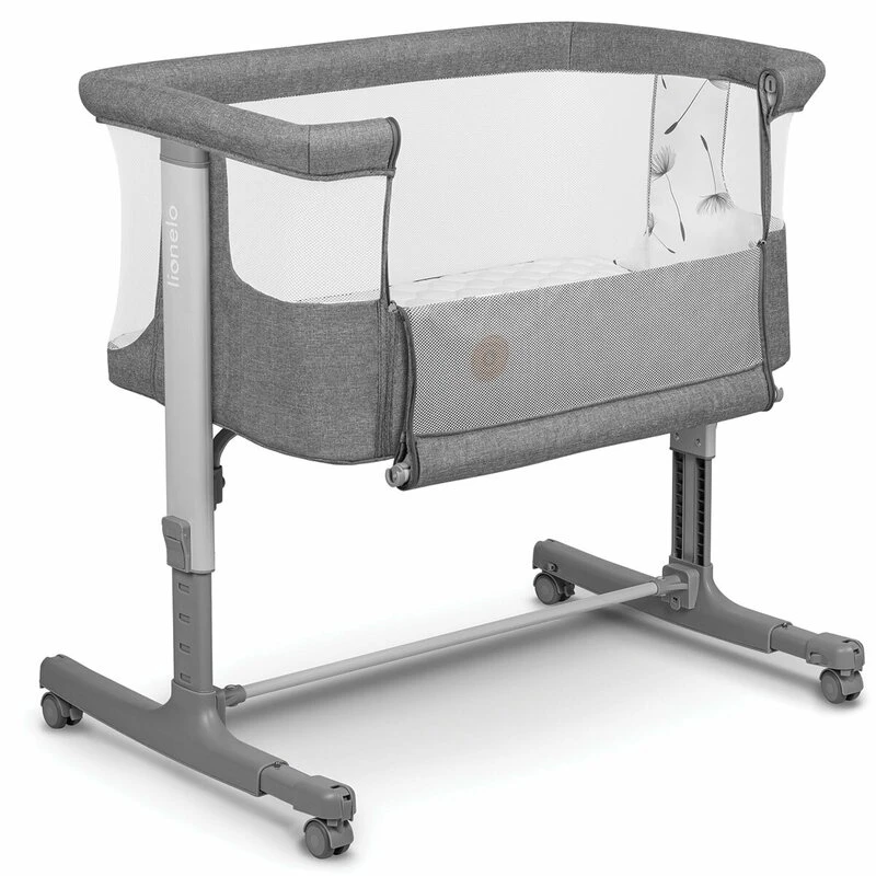 Patut co-sleeper, Lionelo, Aurora, 3 in 1, functie leganare, Include saltea si geanta transport, 5 pozitii pe inaltime, Pana la 9 kg, Grey Concrete [1]