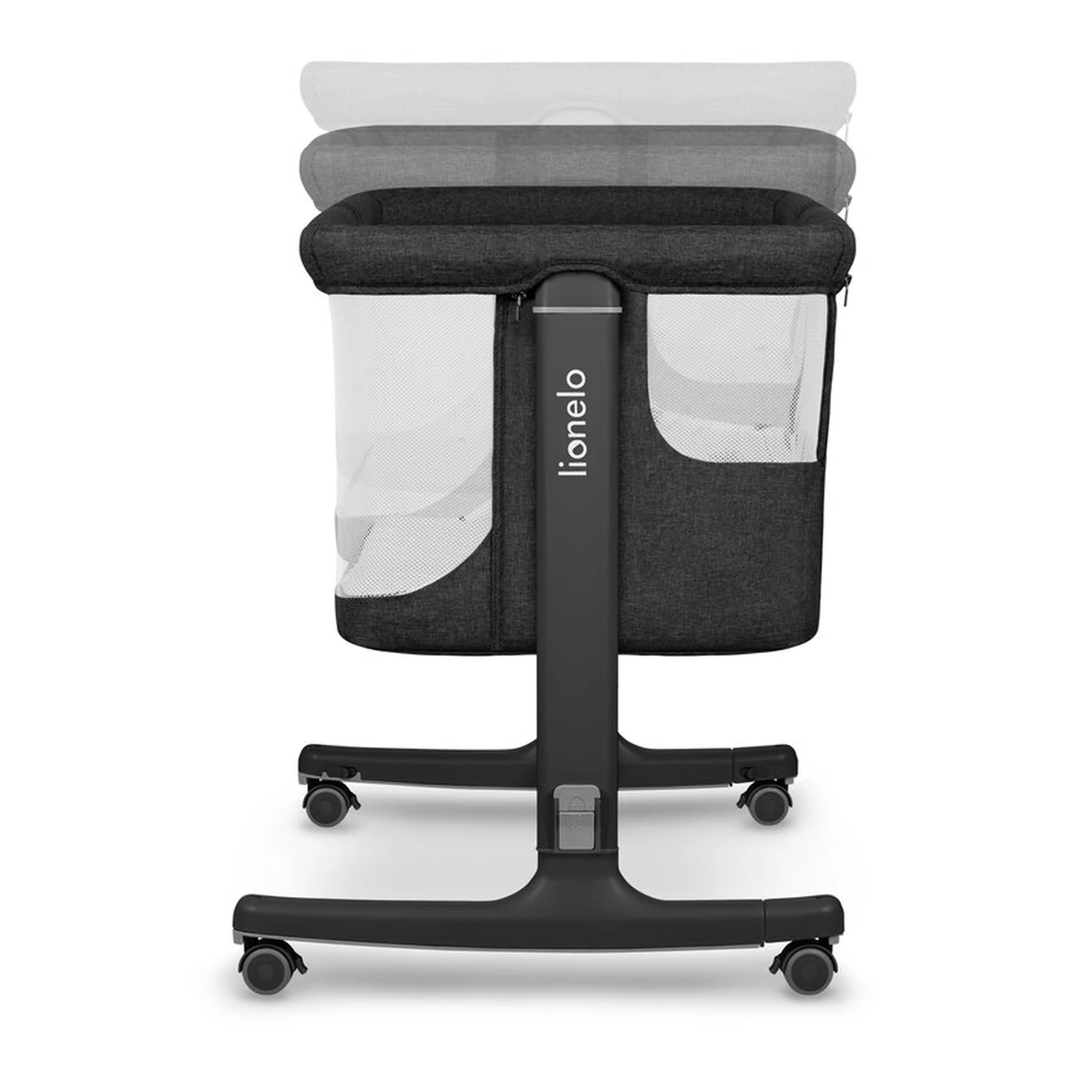 Patut co-sleeper, Lionelo, Aurora, 3 in 1, functie leganare, Include saltea si geanta transport, 5 pozitii pe inaltime, Pana la 9 kg, Grey Graphite [24]