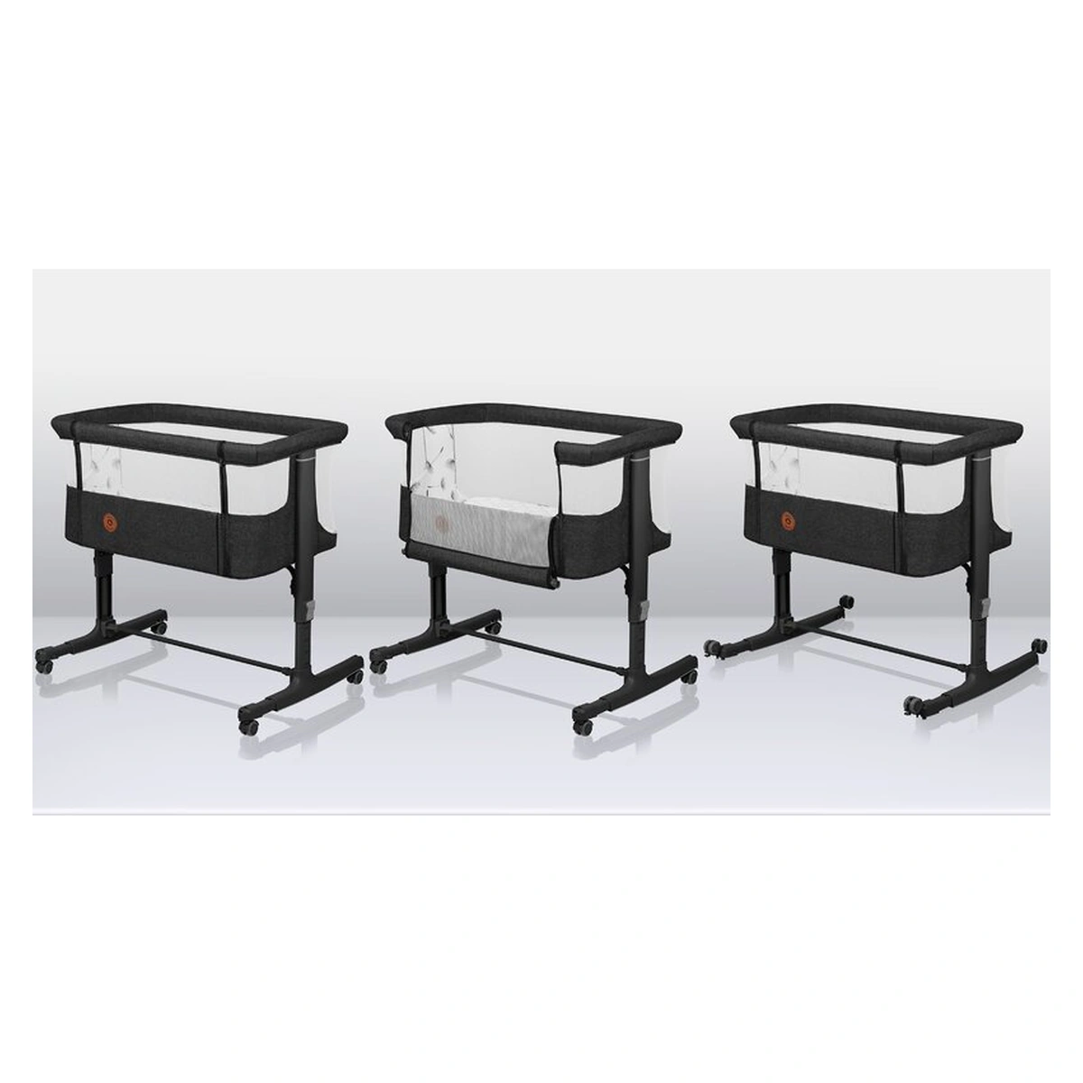 Patut co-sleeper, Lionelo, Aurora, 3 in 1, functie leganare, Include saltea si geanta transport, 5 pozitii pe inaltime, Pana la 9 kg, Grey Graphite [33]