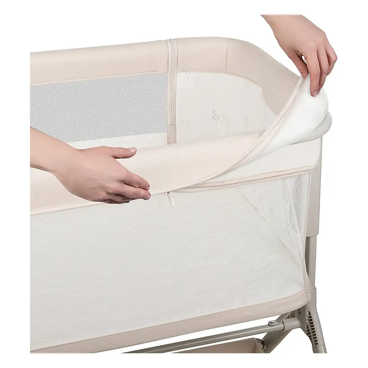 Patut co-sleeper, Lionelo, Leonie Plus, Pliabil, Cu sistem de leganare, Bej [15]