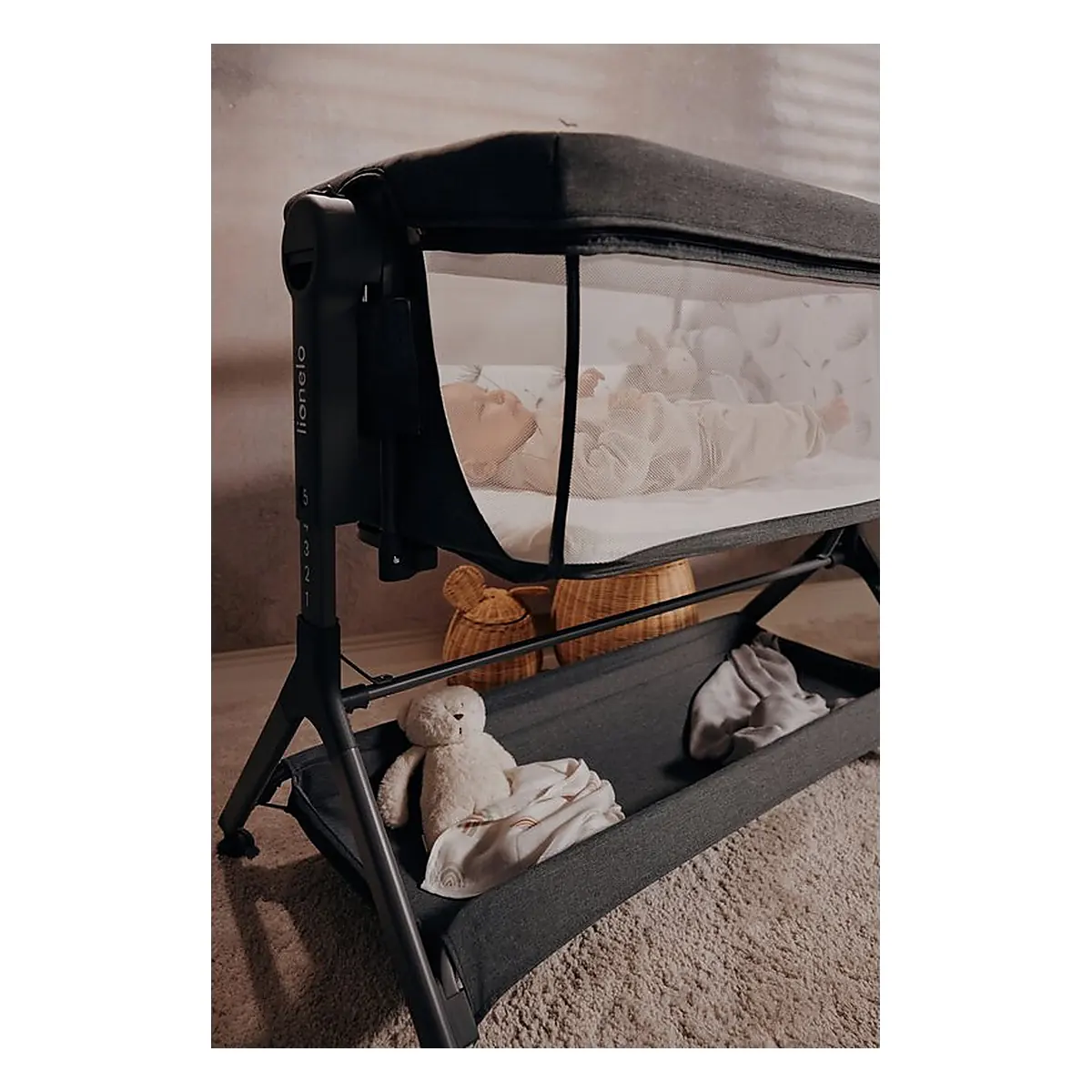 Patut co-sleeper, Lionelo, Leonie Plus, Pliabil, Cu sistem de leganare, Bej [34]