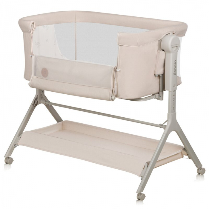 Patut co-sleeper, Lionelo, Leonie Plus, Pliabil, Cu sistem de leganare, Bej [3]