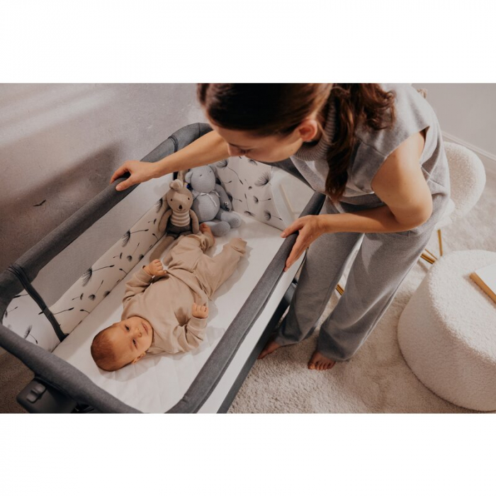 Patut co-sleeper, Lionelo, Leonie Plus, Pliabil, Cu sistem de leganare, Bej [41]