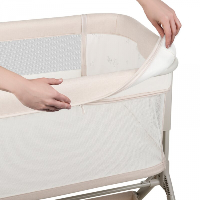Patut co-sleeper, Lionelo, Leonie Plus, Pliabil, Cu sistem de leganare, Bej [22]