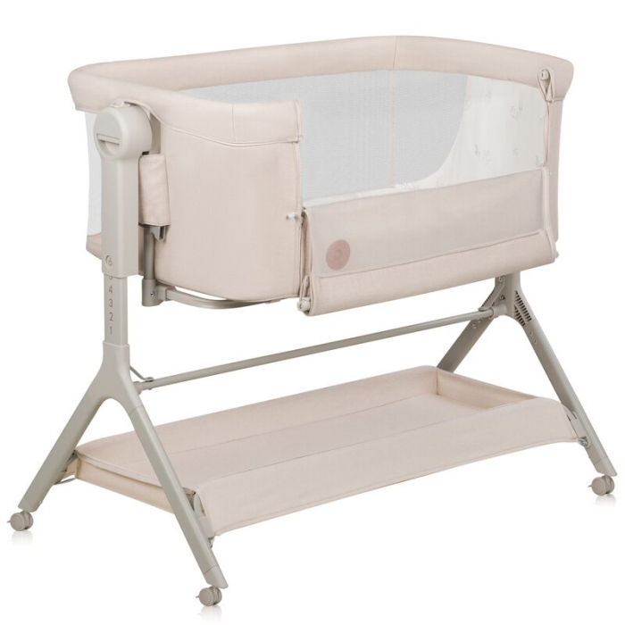 Patut co-sleeper, Lionelo, Leonie Plus, Pliabil, Cu sistem de leganare, Bej [4]