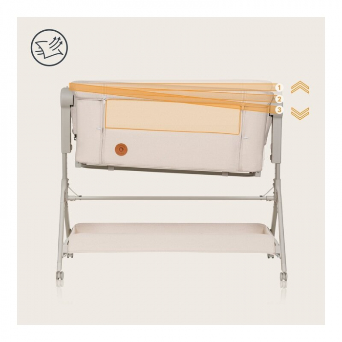 Patut co-sleeper, Lionelo, Leonie Plus, Pliabil, Cu sistem de leganare, Bej [31]
