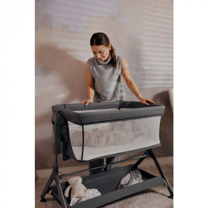 Patut co-sleeper, Lionelo, Leonie Plus, Pliabil, Cu sistem de leganare, Bej [43]