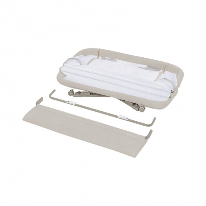 Patut co-sleeper Luna, 2 in 1, Cu laterala culisanta, Cu roti, Bej [16]