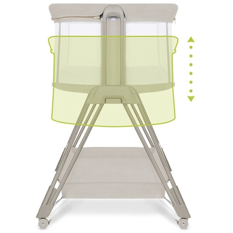 Patut co-sleeper Luna, 2 in 1, Cu laterala culisanta, Cu roti, Bej [12]