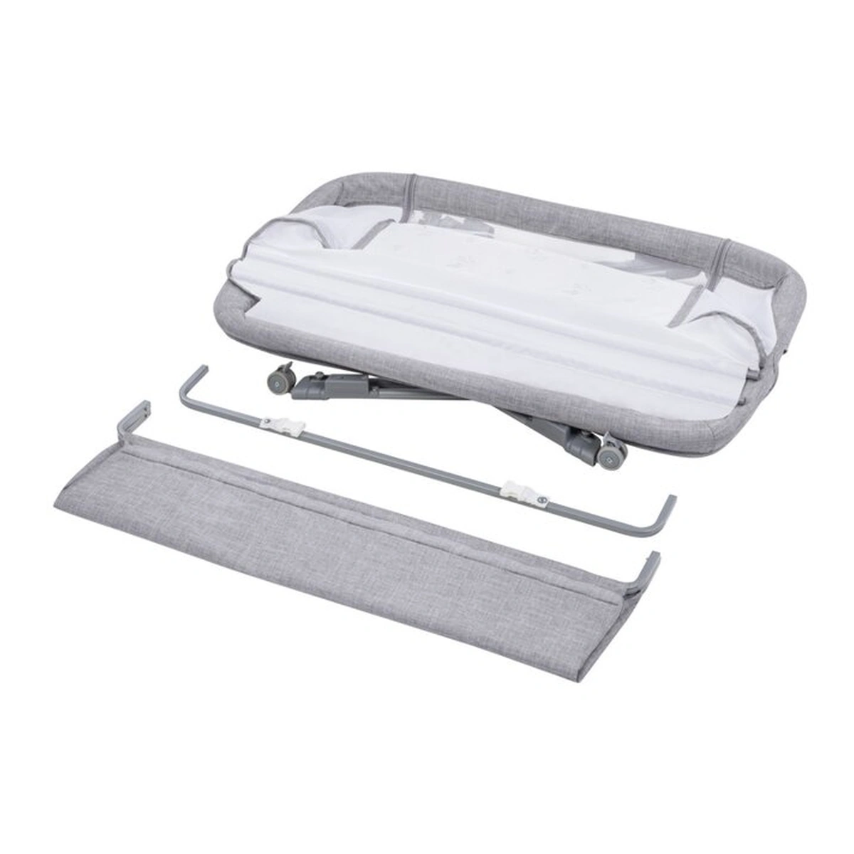 Patut co-sleeper Luna, 2 in 1, Cu laterala culisanta, Cu roti, Gri deschis [19]