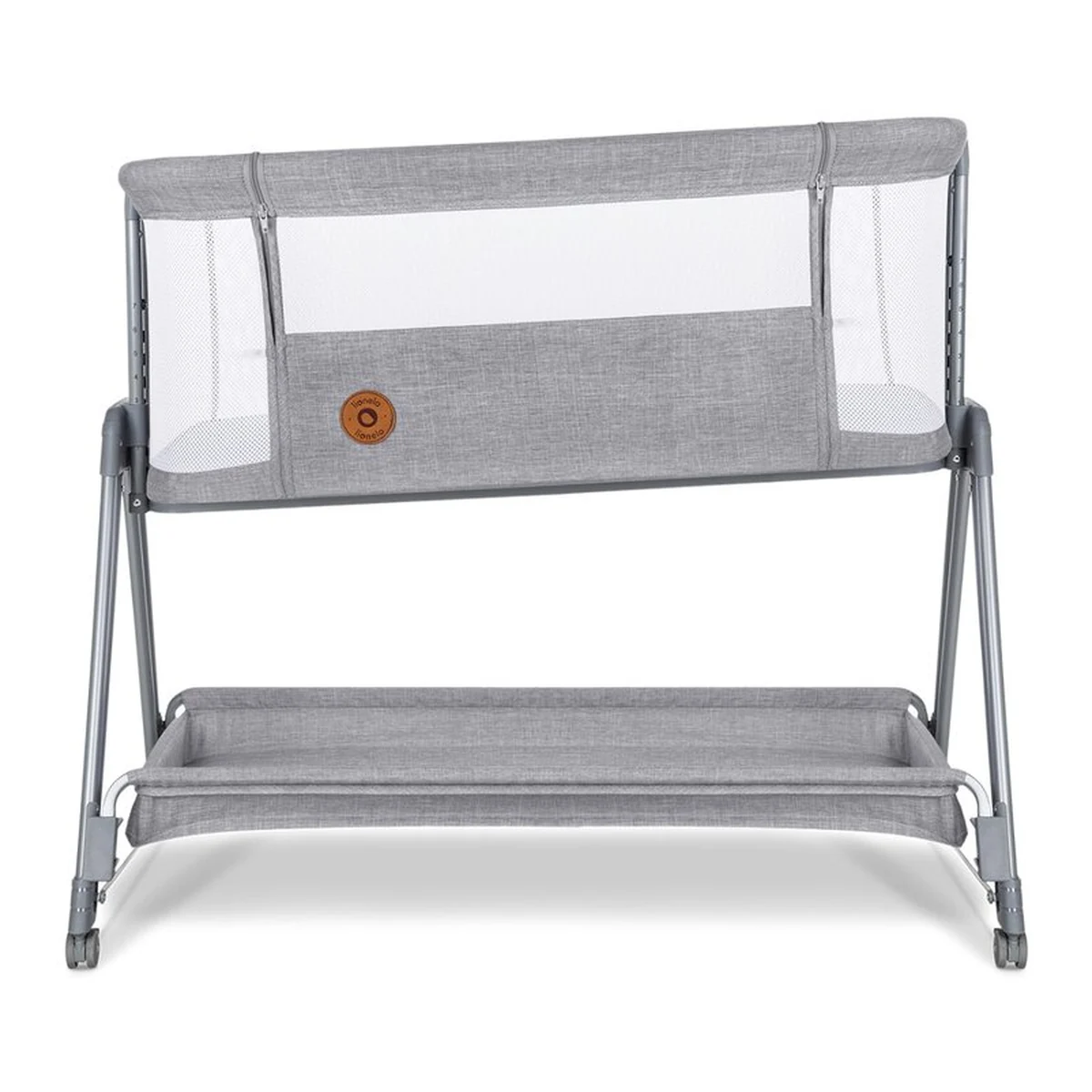 Patut co-sleeper Luna, 2 in 1, Cu laterala culisanta, Cu roti, Gri deschis [8]