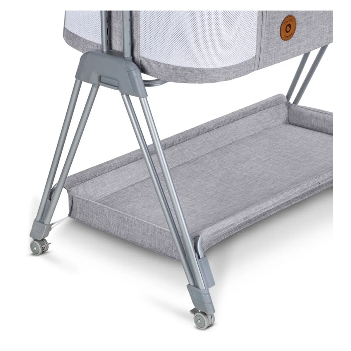 Patut co-sleeper Luna, 2 in 1, Cu laterala culisanta, Cu roti, Gri deschis [18]