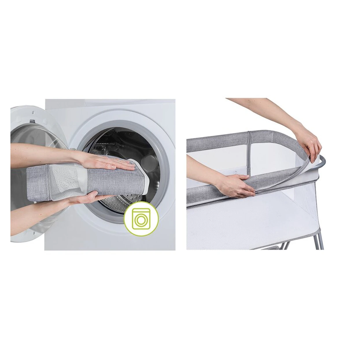 Patut co-sleeper Luna, 2 in 1, Cu laterala culisanta, Cu roti, Gri deschis [27]