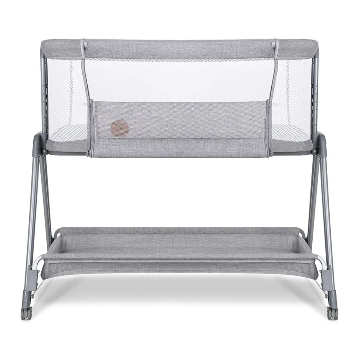 Patut co-sleeper Luna, 2 in 1, Cu laterala culisanta, Cu roti, Gri deschis [6]