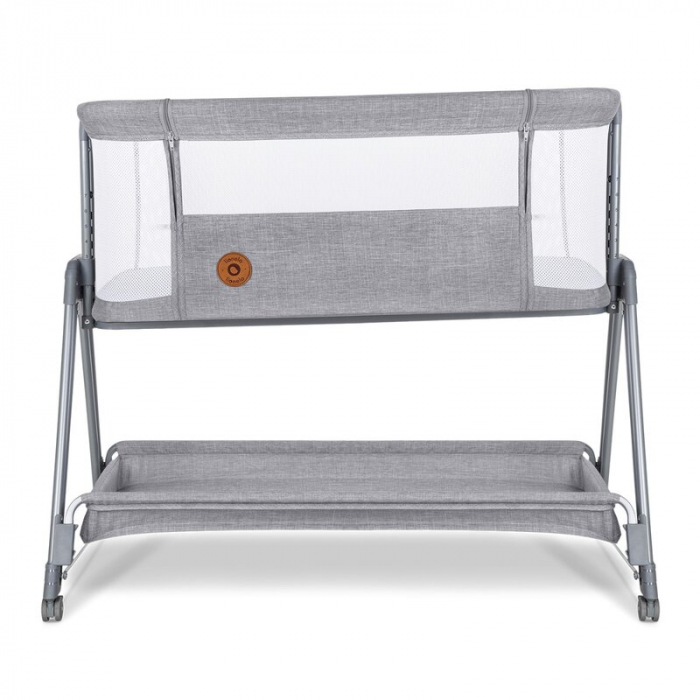 Patut co-sleeper Luna, 2 in 1, Cu laterala culisanta, Cu roti, Gri deschis [6]