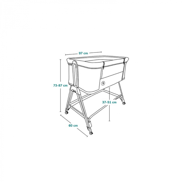 Patut co-sleeper Luna, 2 in 1, Cu laterala culisanta, Cu roti, Gri deschis [25]