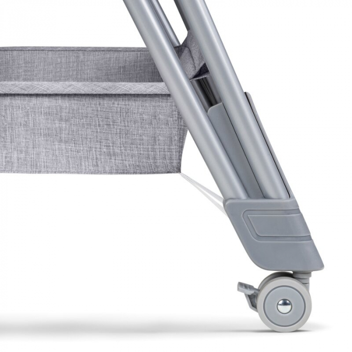 Patut co-sleeper Luna, 2 in 1, Cu laterala culisanta, Cu roti, Gri deschis [16]