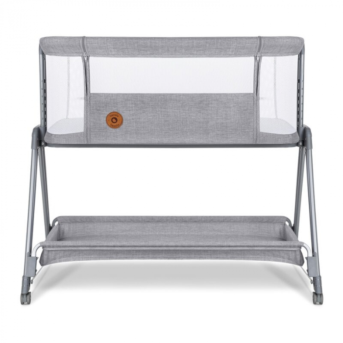 Patut co-sleeper Luna, 2 in 1, Cu laterala culisanta, Cu roti, Gri deschis [4]