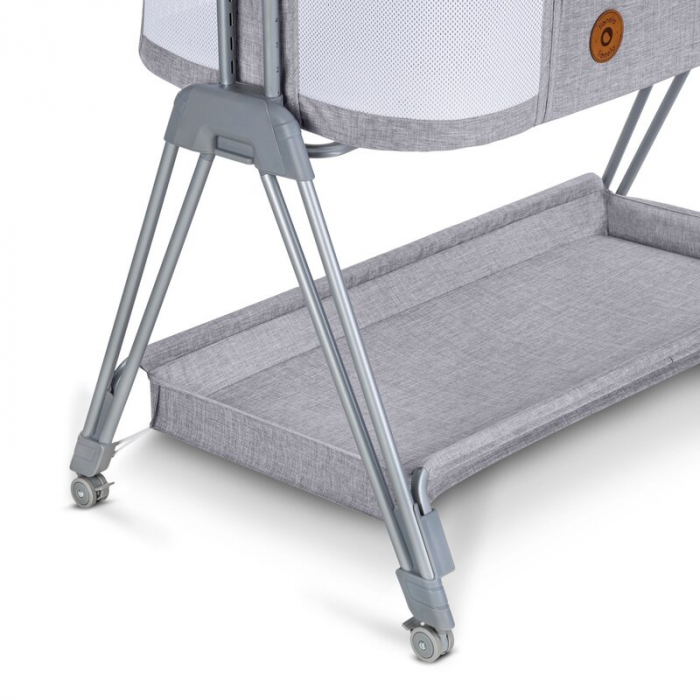 Patut co-sleeper Luna, 2 in 1, Cu laterala culisanta, Cu roti, Gri deschis [17]