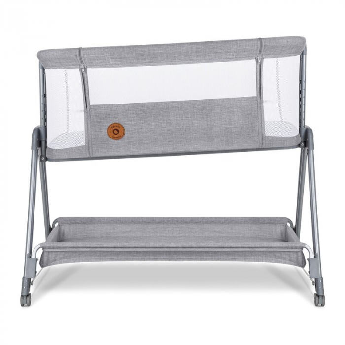Patut co-sleeper Luna, 2 in 1, Cu laterala culisanta, Cu roti, Gri deschis [7]