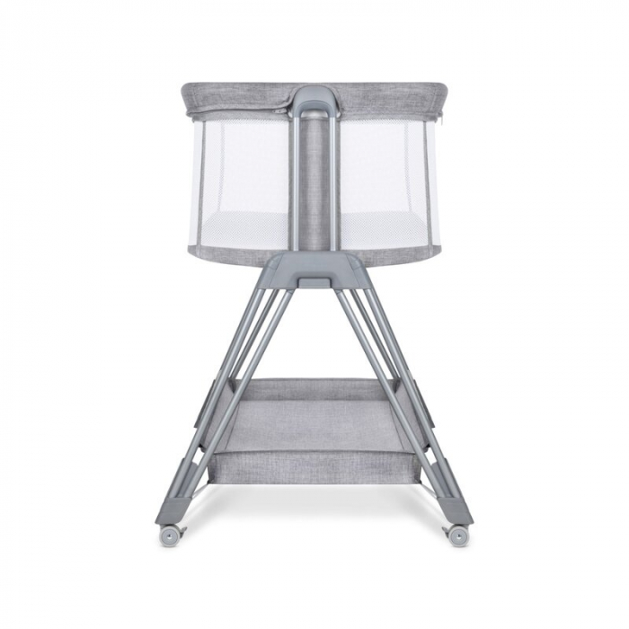 Patut co-sleeper Luna, 2 in 1, Cu laterala culisanta, Cu roti, Gri deschis [13]