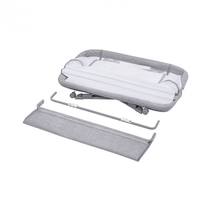 Patut co-sleeper Luna, 2 in 1, Cu laterala culisanta, Cu roti, Gri deschis [18]