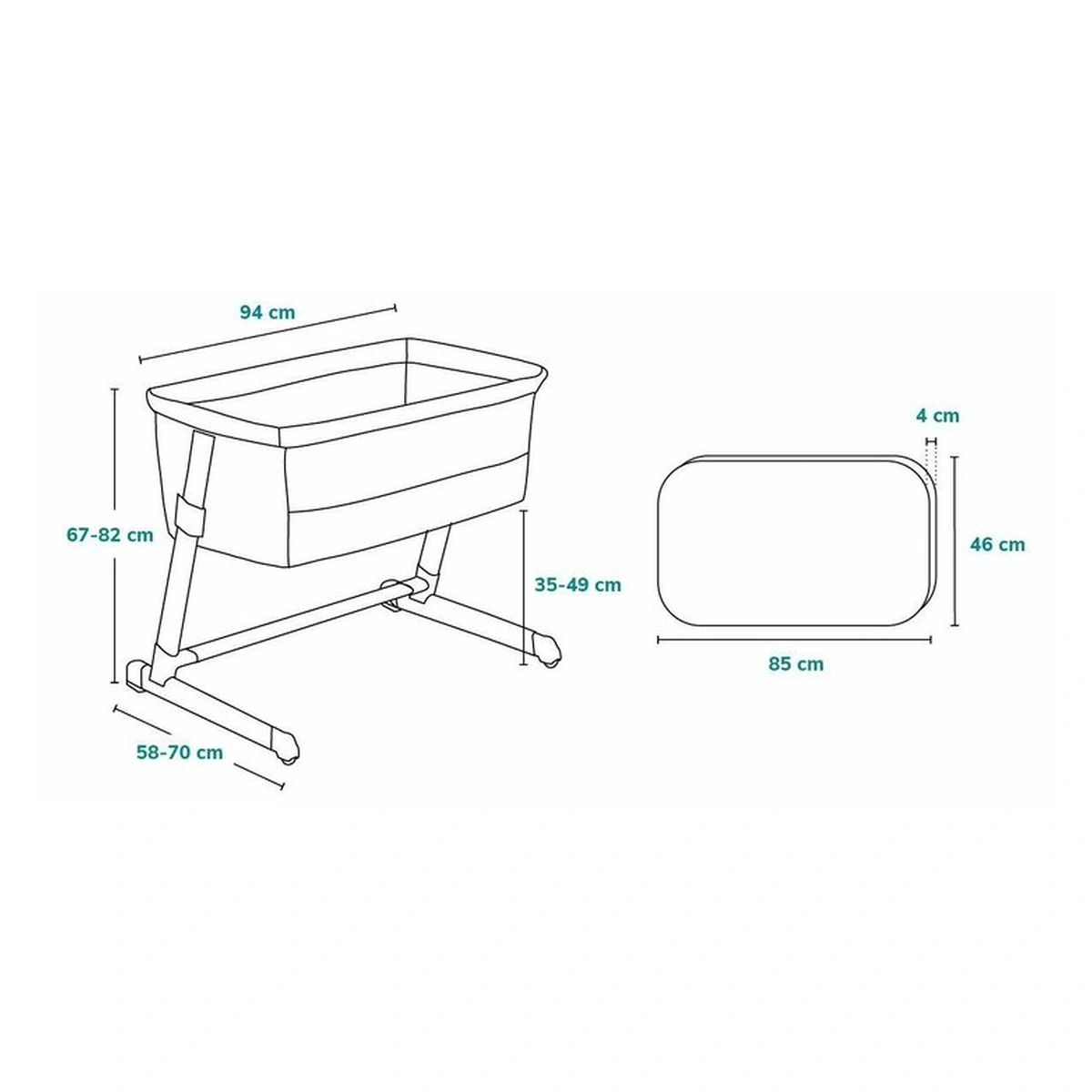 Patut co-sleeper Theo 2 in 1, Dark Grey [23]