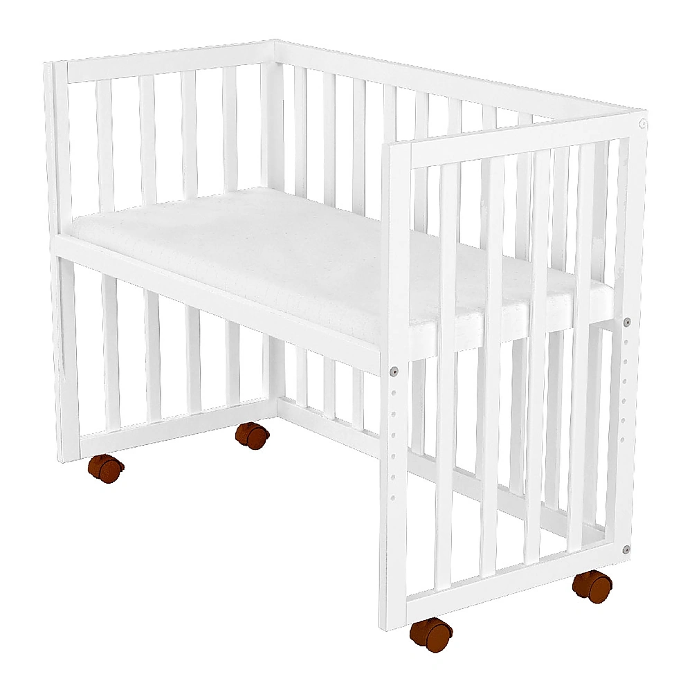 Patut copii din lemn co-sleeper Matei 94x46 cm alb [5]