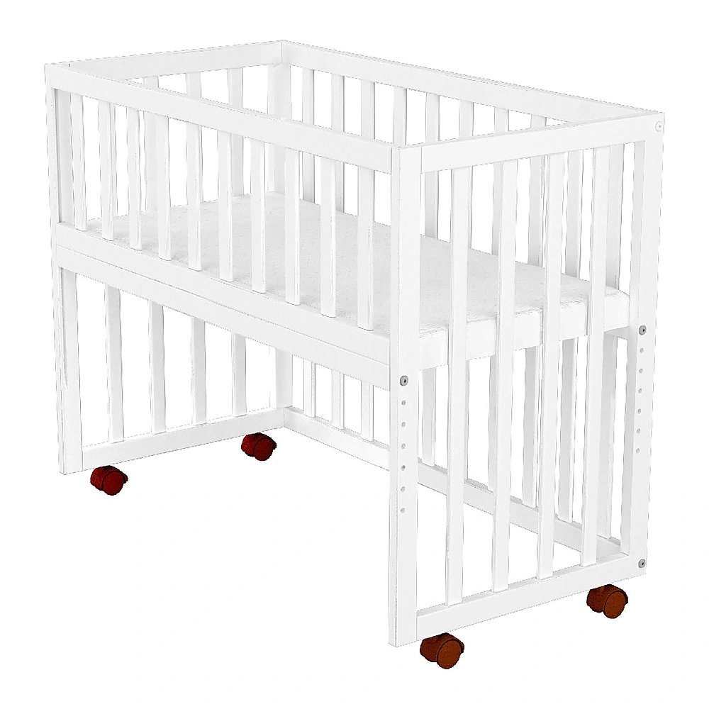 Patut copii din lemn co-sleeper Matei 94x46 cm alb [2]