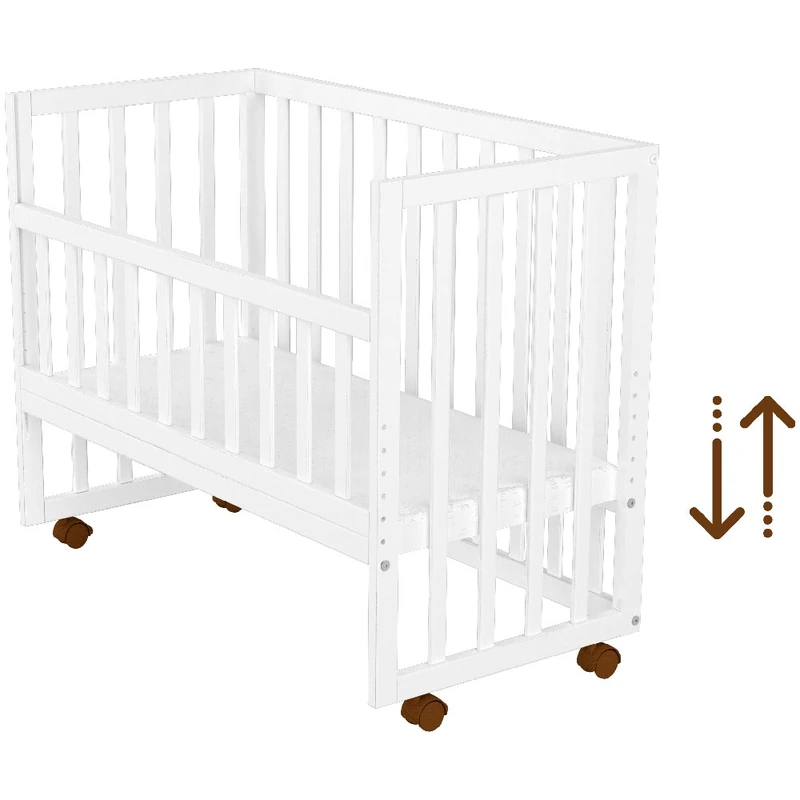Patut copii din lemn co-sleeper Matei 94x46 cm alb [4]