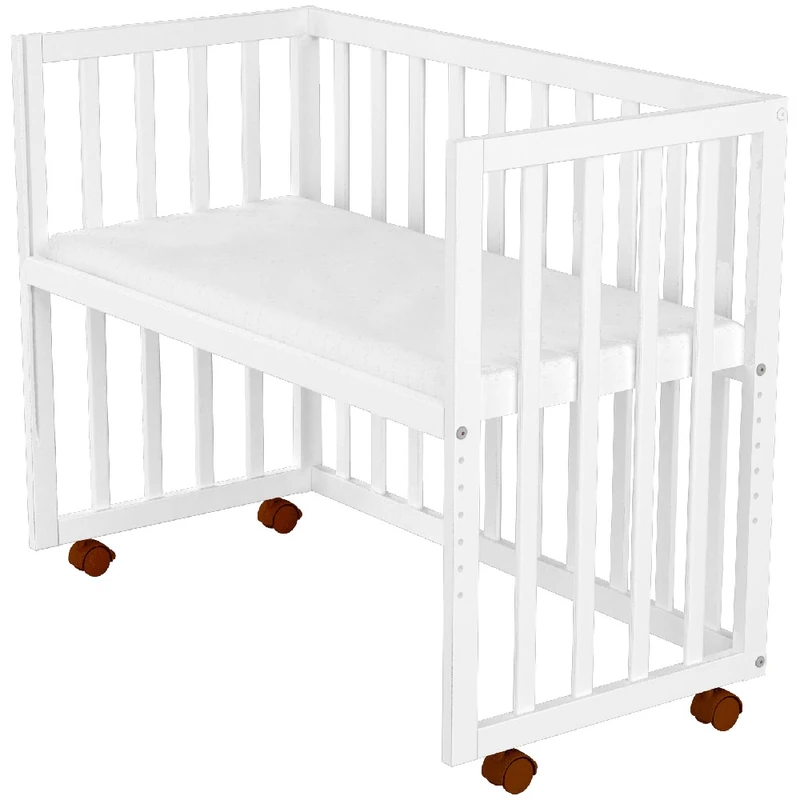 Patut copii din lemn co-sleeper Matei 94x46 cm alb [5]