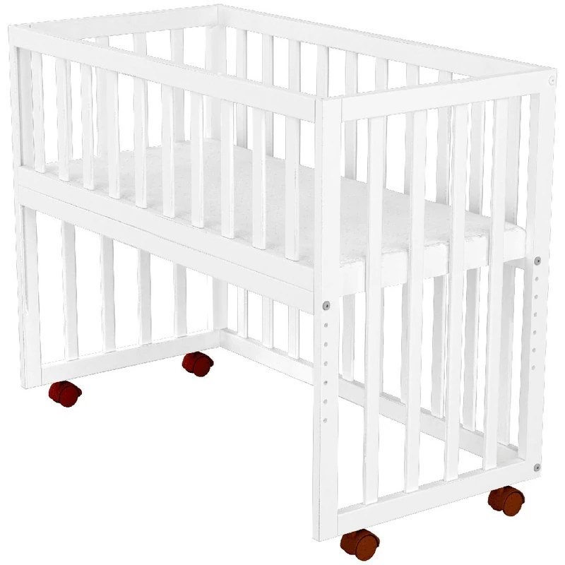 Patut copii din lemn co-sleeper Matei 94x46 cm alb [2]