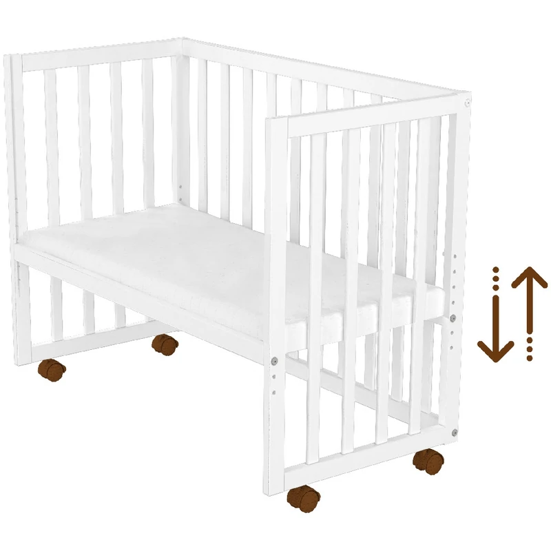 Patut copii din lemn co-sleeper Matei 94x46 cm alb [6]
