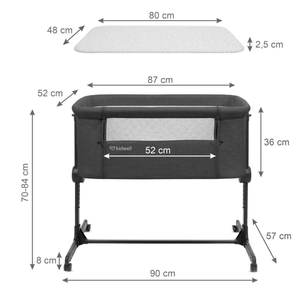 Patut cu laterala deschizabila Kidwell Snuzzy - Dark Grey [7]
