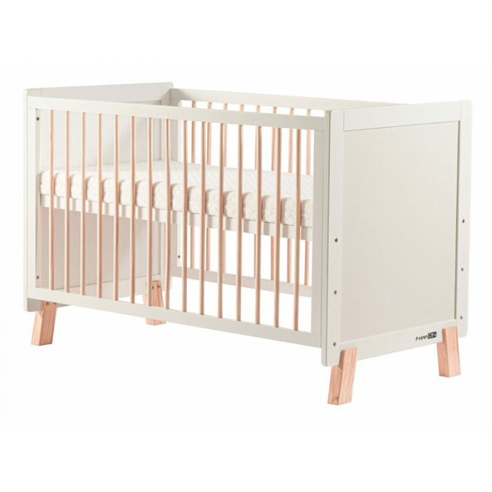 Patut din lemn bebe, 120x60 cm, FreeON, Ava Basic, Inaltime reglabila 3 nivele, Alb [1]