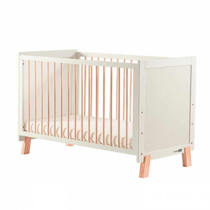 Patut din lemn bebe, 120x60 cm, FreeON, Ava Basic, Inaltime reglabila 3 nivele, Alb [4]