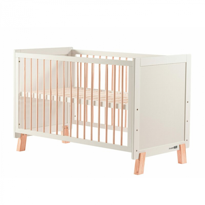 Patut din lemn bebe, 120x60 cm, FreeON, Ava Basic, Inaltime reglabila 3 nivele, Alb [2]