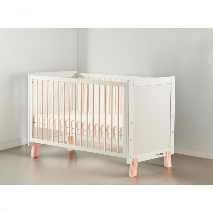 Patut din lemn bebe, 120x60 cm, FreeON, Ava Basic, Inaltime reglabila 3 nivele, Alb [5]