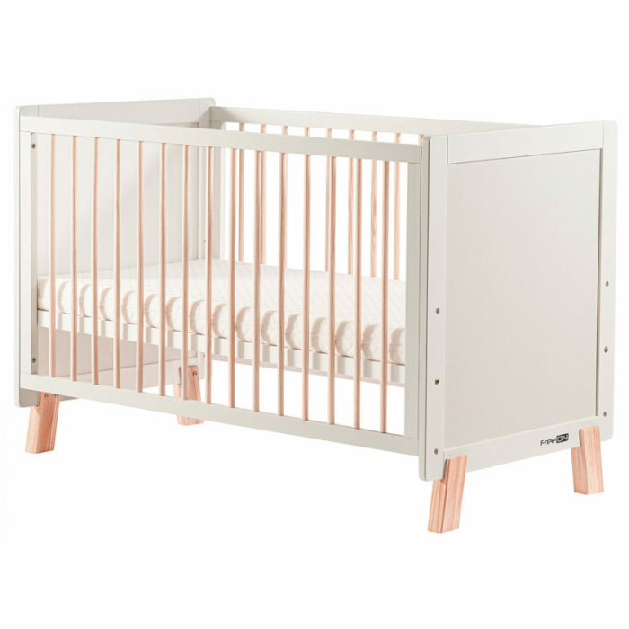 Patut din lemn bebe, 120x60 cm, Transformabil, Cu bariera de siguranta, White, FreeON, Ava [5]