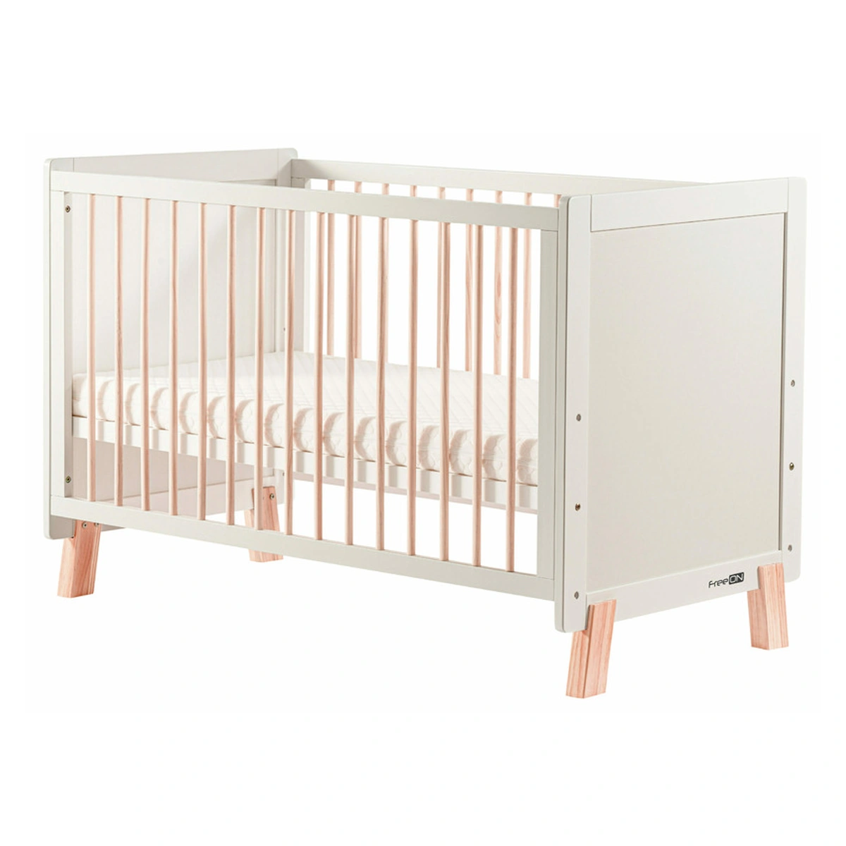 Patut din lemn bebe, 120x60 cm, Transformabil, Cu bariera de siguranta, White, FreeON, Ava [6]