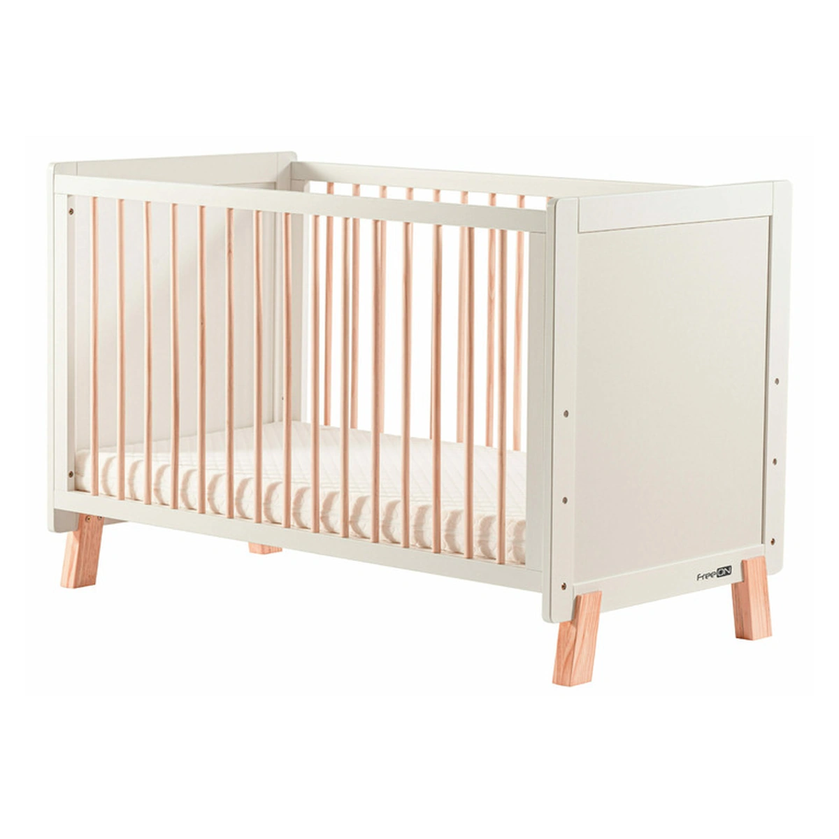 Patut din lemn bebe, 120x60 cm, Transformabil, Cu bariera de siguranta, White, FreeON, Ava [7]