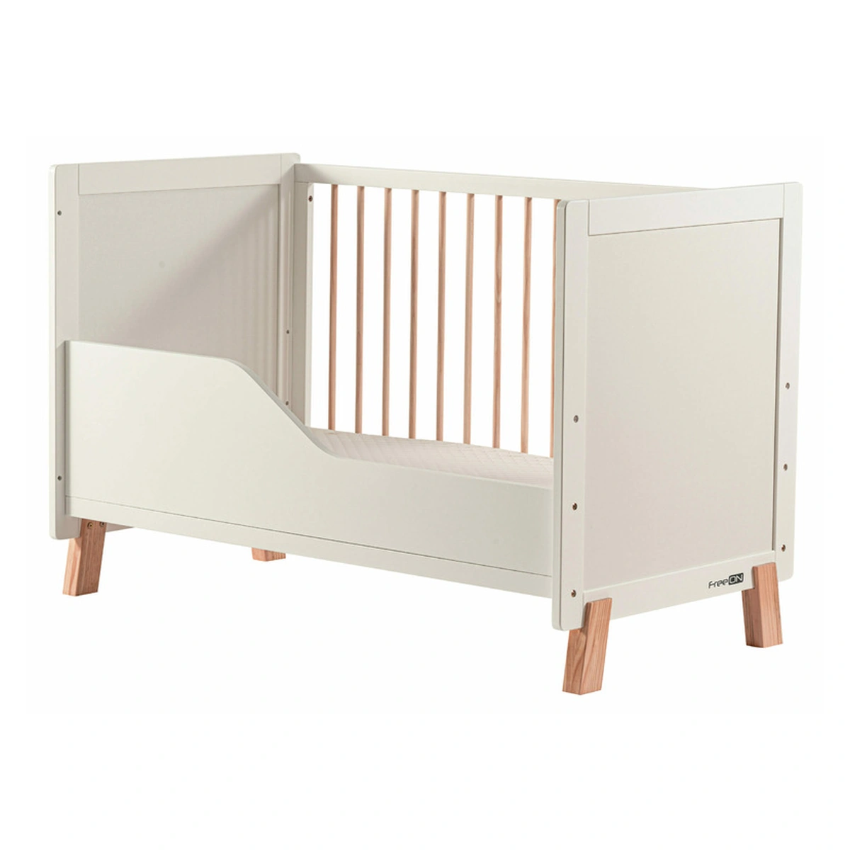 Patut din lemn bebe, 120x60 cm, Transformabil, Cu bariera de siguranta, White, FreeON, Ava [8]